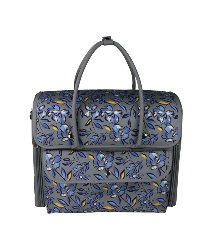 Over the Shoulder Sewing Machine Carry Tote Blue Grey Floral  Everything Mary
