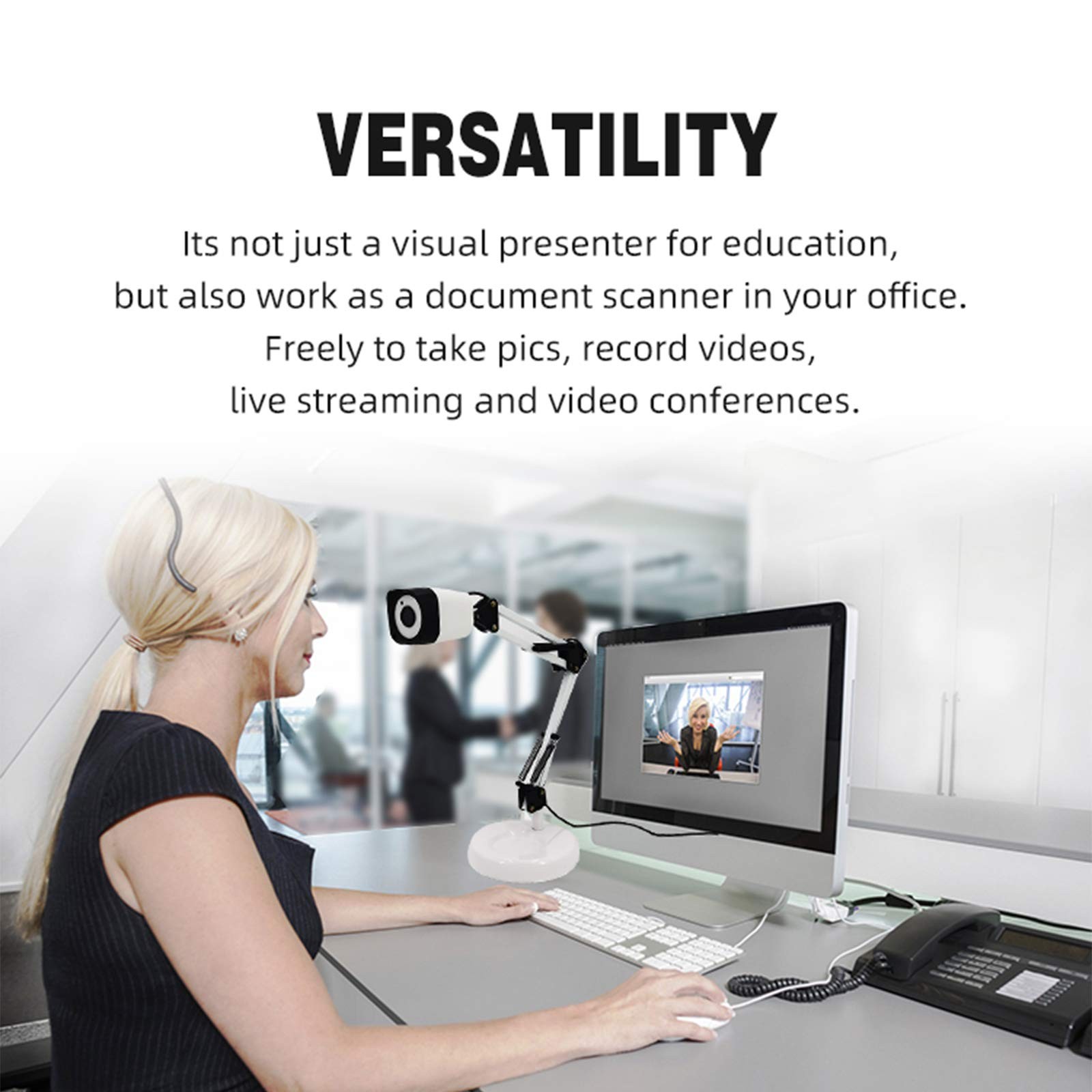 Document Camera for Teachers, 8mp with Auto-Focus and LED Supplemental Light,...