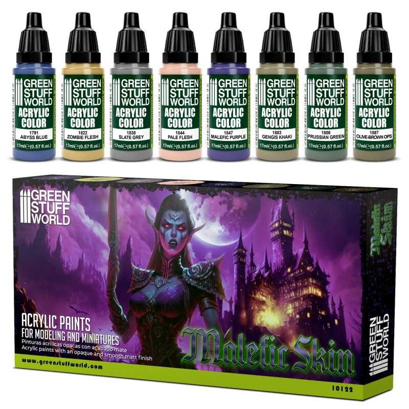 Paint Set Malefic Skin for Painting Miniatures Figures Wargames Airbrush Brush
