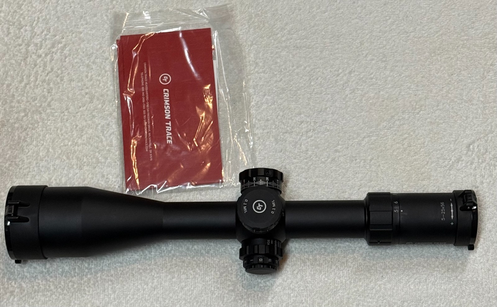 CRIMSON TRACE 5-25X56 RIFLESCOPE 3 SERIES MODEL # CTL-3525 W/RINGS *N/R*