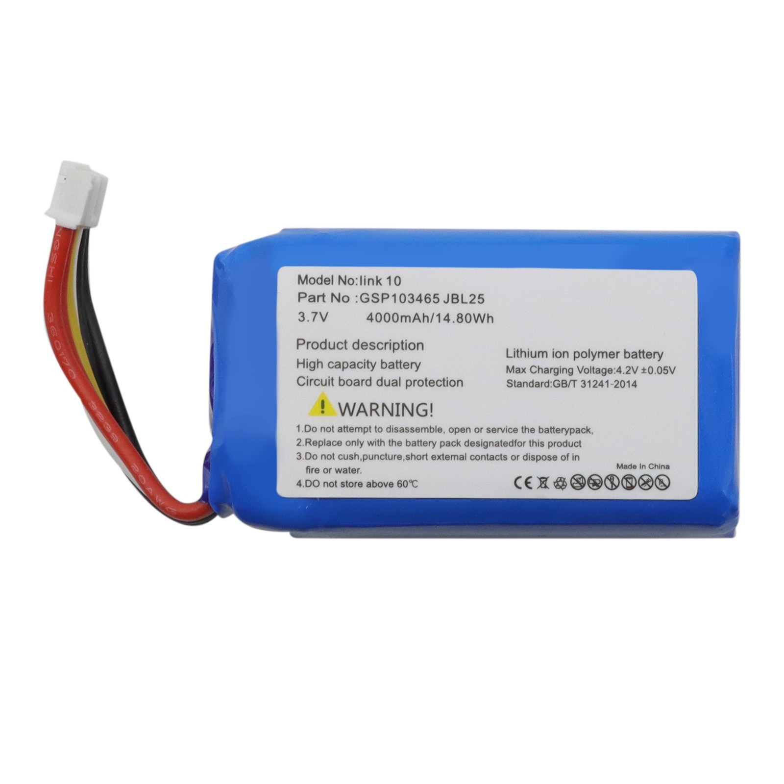 For JBL Link 10 Special Edition Speaker Replacement Battery GSP103465 4000mAh