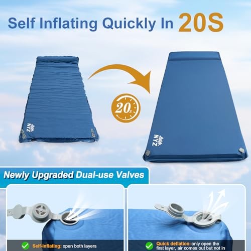 Self Inflating Sleeping Pad for Camping 3.1" Ultra-Thick Memory Foam Camping