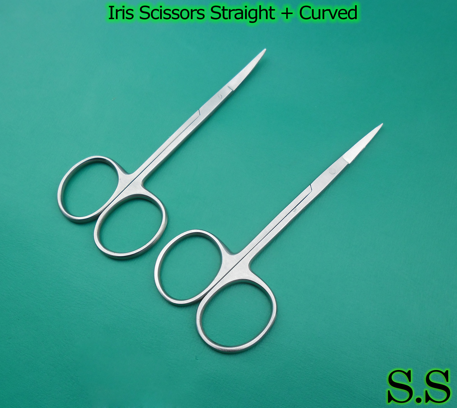 4 IRIS MICRO SURGERY DELICATE OPHTHALMIC SCISSORS STRAIGHT+CURVED 4.5" + 3.5"