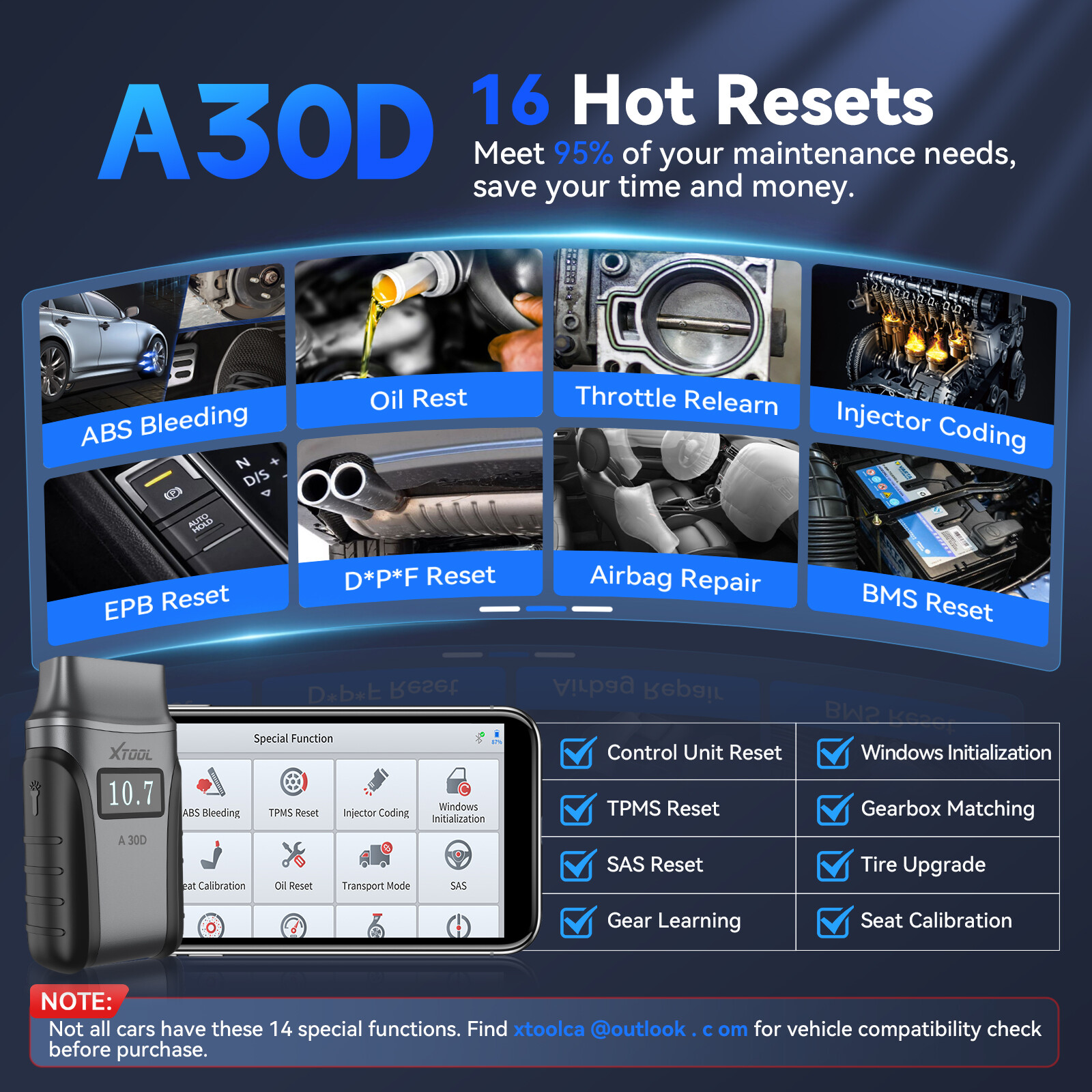 XTOOL A30D Auto OBD2 Scanner Bluetooth Bidirectional Full System Diagnostic Tool