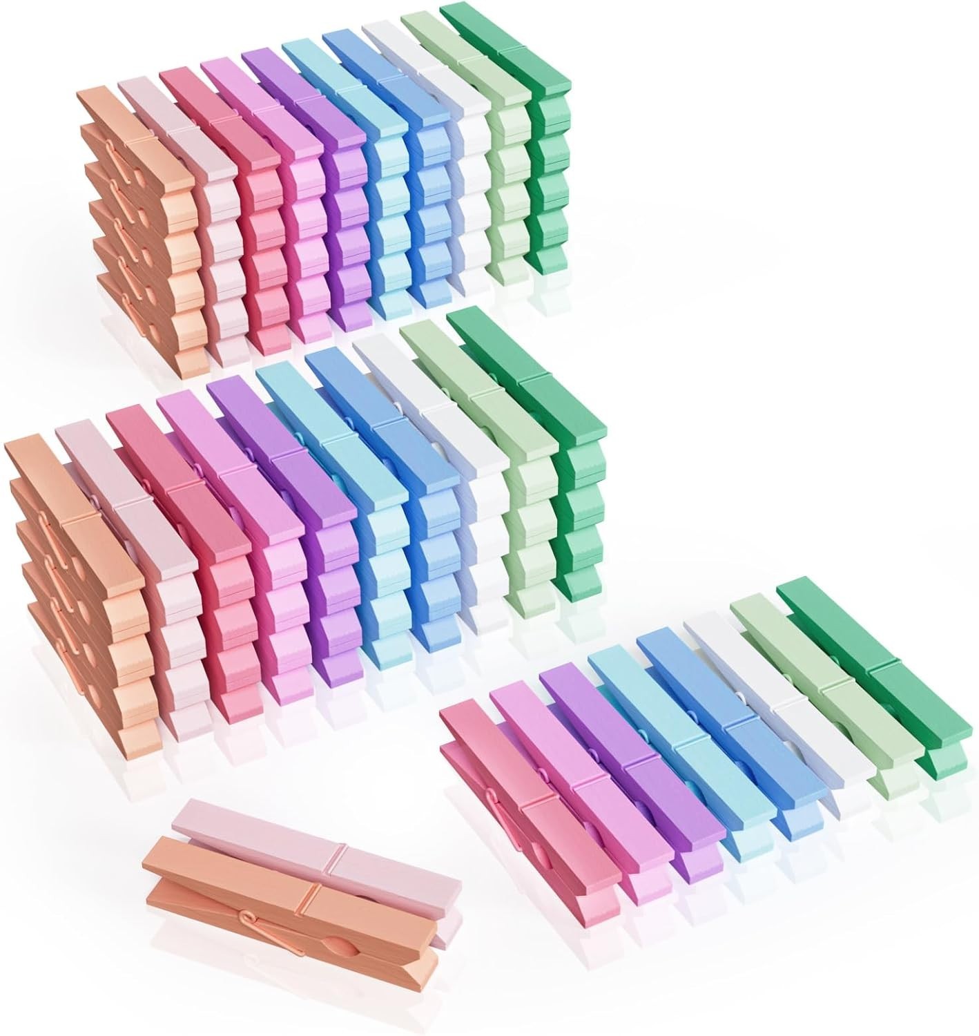 100Pcs Colored Clothespins Bulk, 2.9 Inch Clothes Pins Wooden for Crafts, Pastel