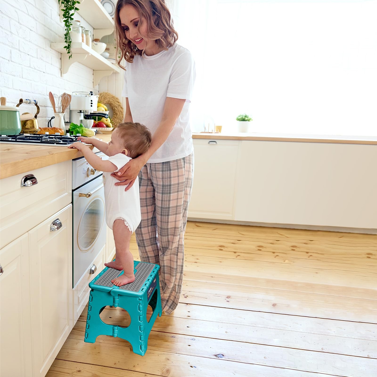 Flottian 11" Folding Step Stool for Adults and Kids Holds 11 inch, Ocean Blue