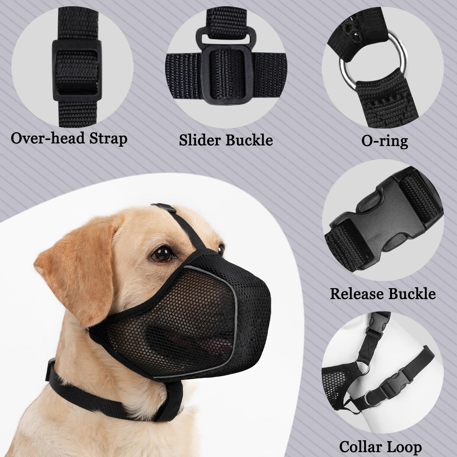 Dog Muzzle, Mesh Soft Muzzles for Large Medium Small Dogs Poodle Husky Doberm...