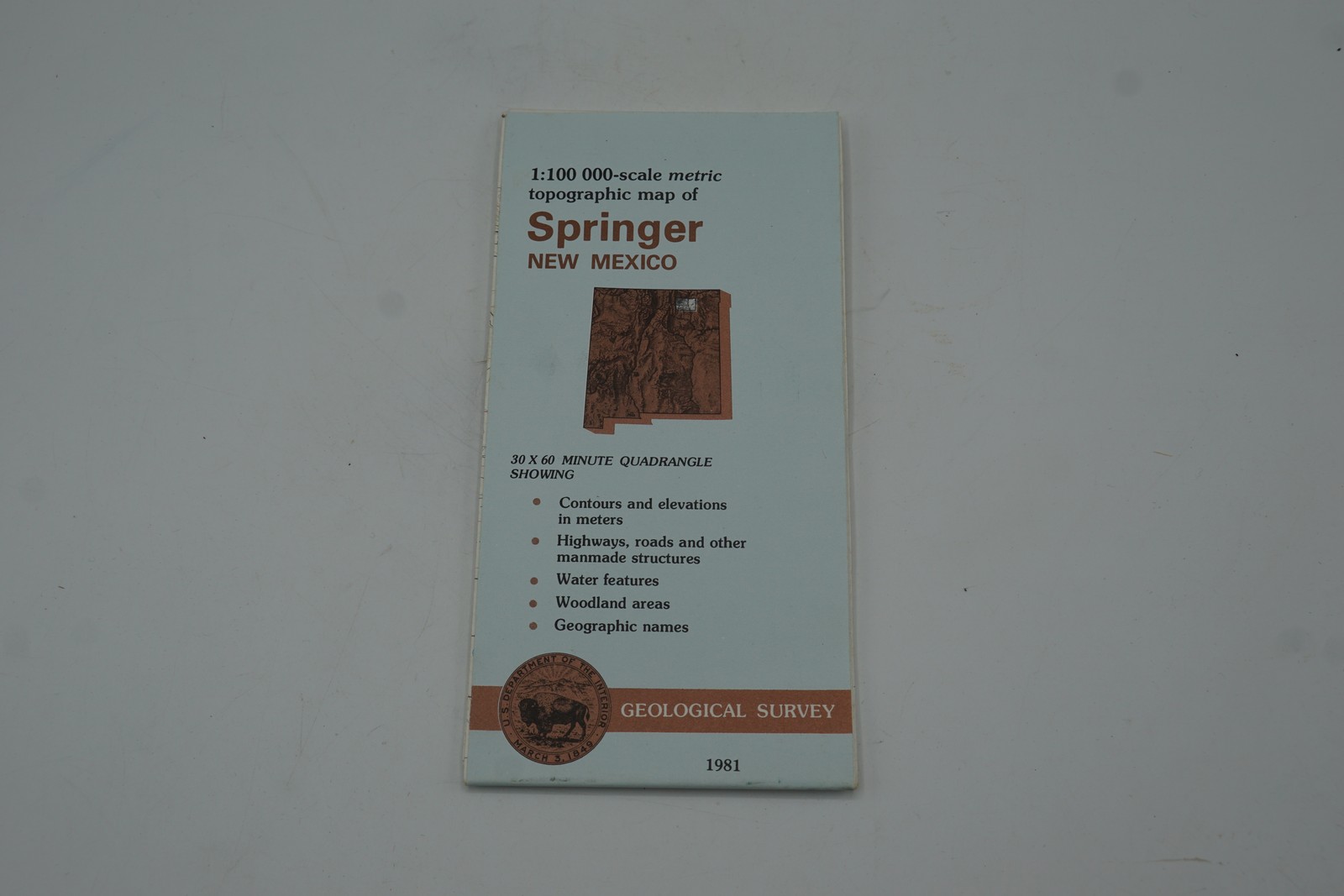 1981 USGS Springer New Mexico Topographic Map 1:100,000 Metric Quadrangle