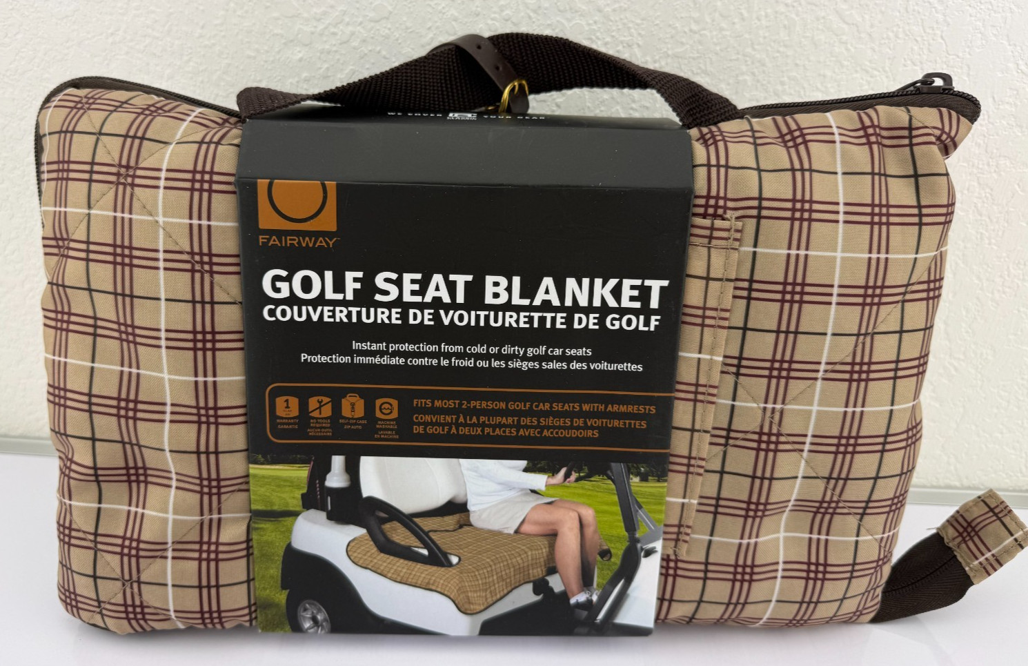 Golf Seat Blanket - Water Resistant Top - Reversible Warm Fleece Bottom. NWT