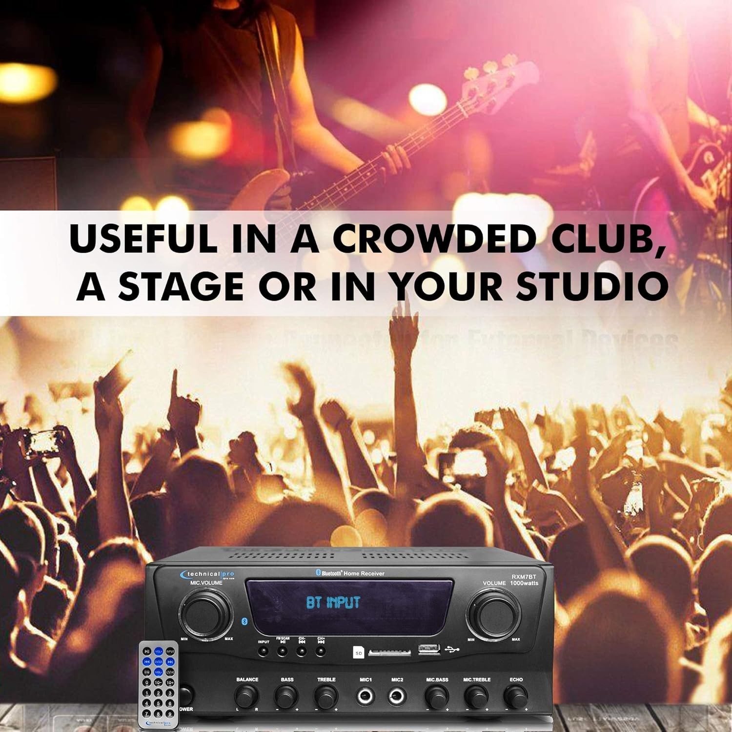 1000W Home Receiver Amp w/ Bluetooth, USB, SD, FM//