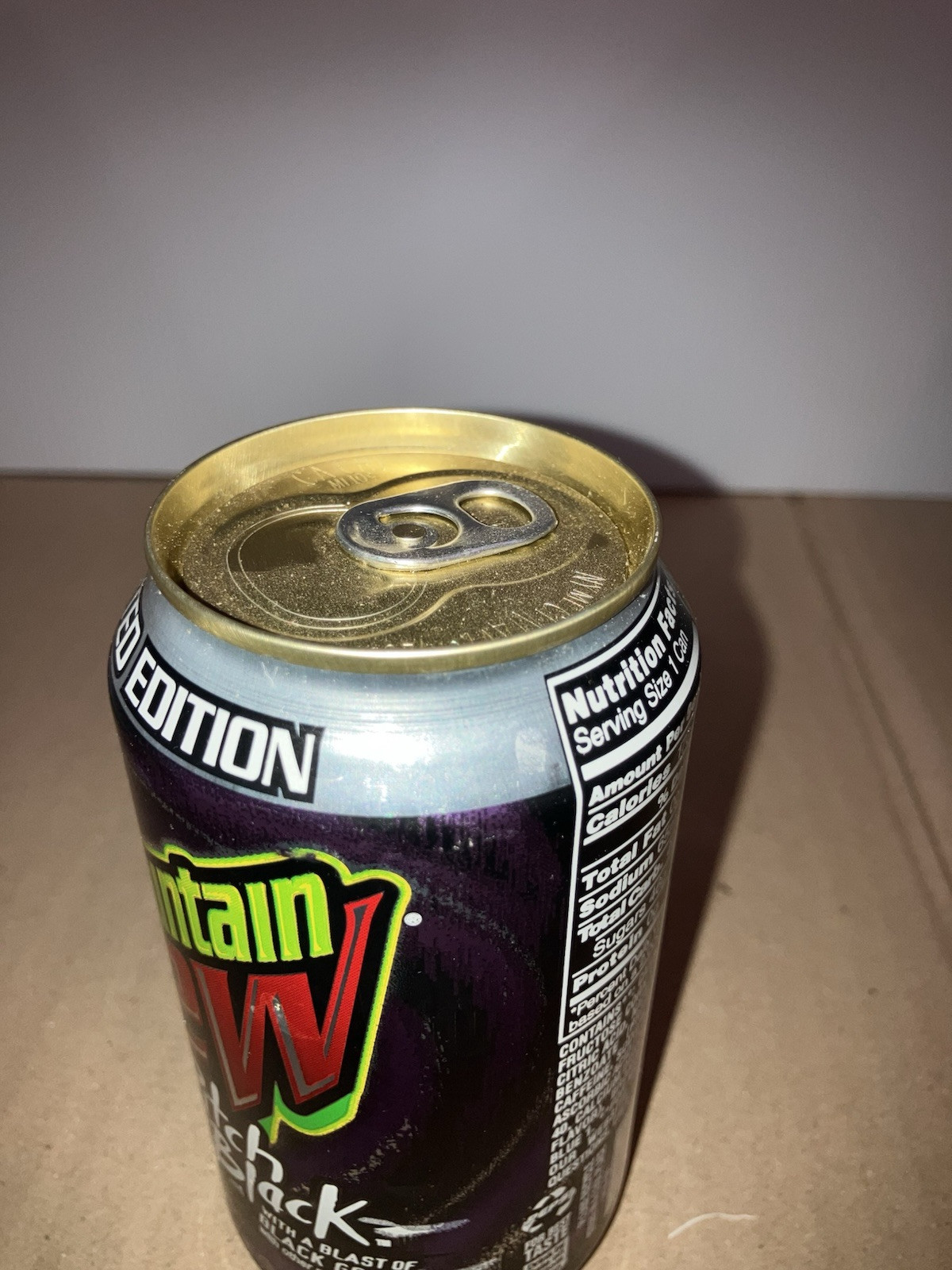 2004 Mountain Dew Pitch Black Empty Bottom Drained 12oz Can
