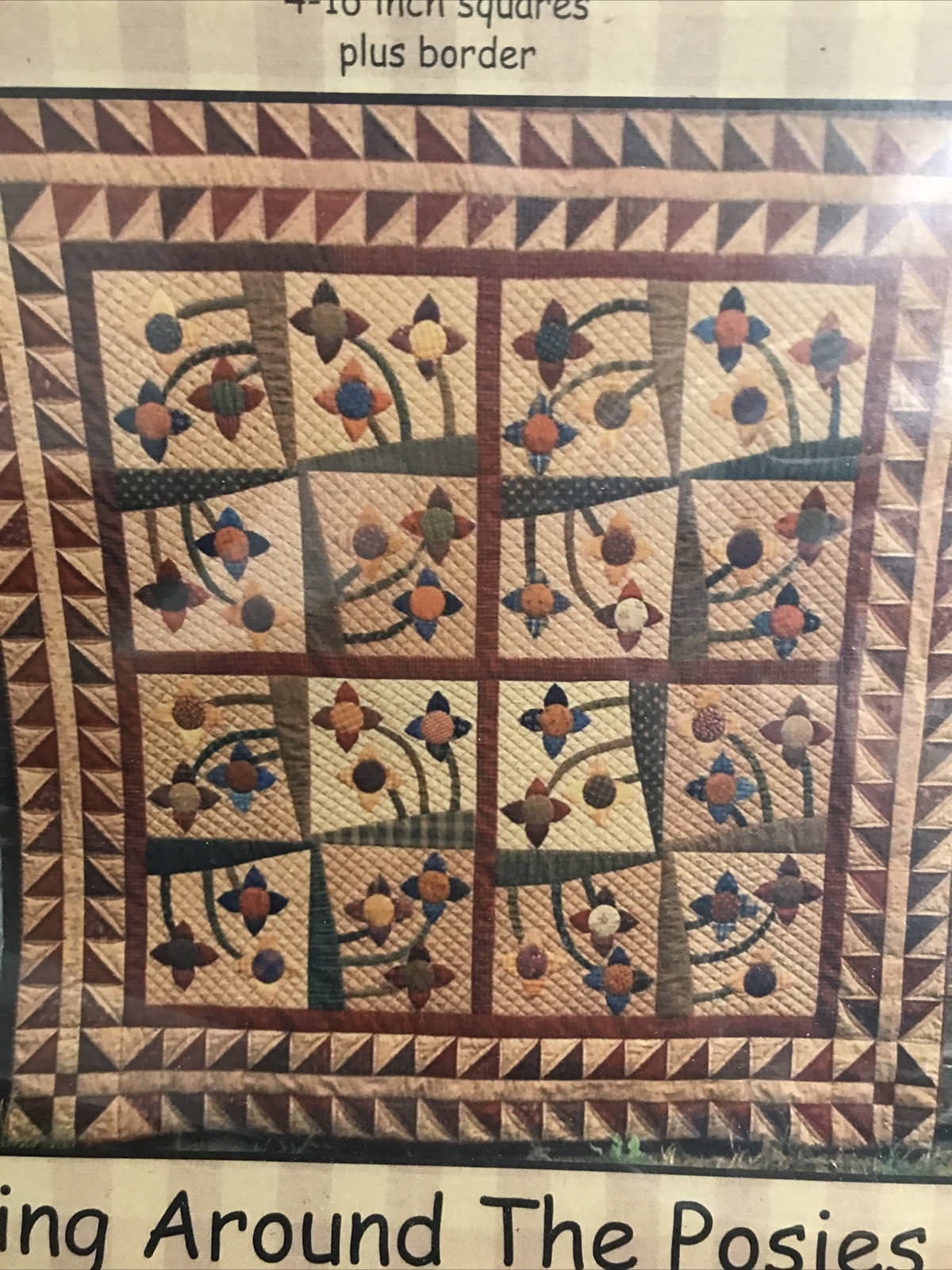 Quilt Pattern Primitive Pieces by Lynda Ring Around the Posies 88" x 88"