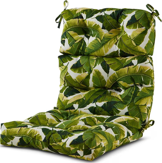 Greendale Home Fashions 20-in x 22-in Palm White High back patio chair cushion