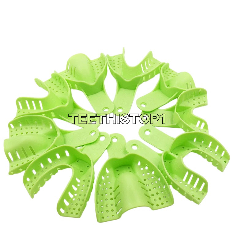 10 Pcs Autoclavable Dental Plastic Impression Trays Central Denture Disposable