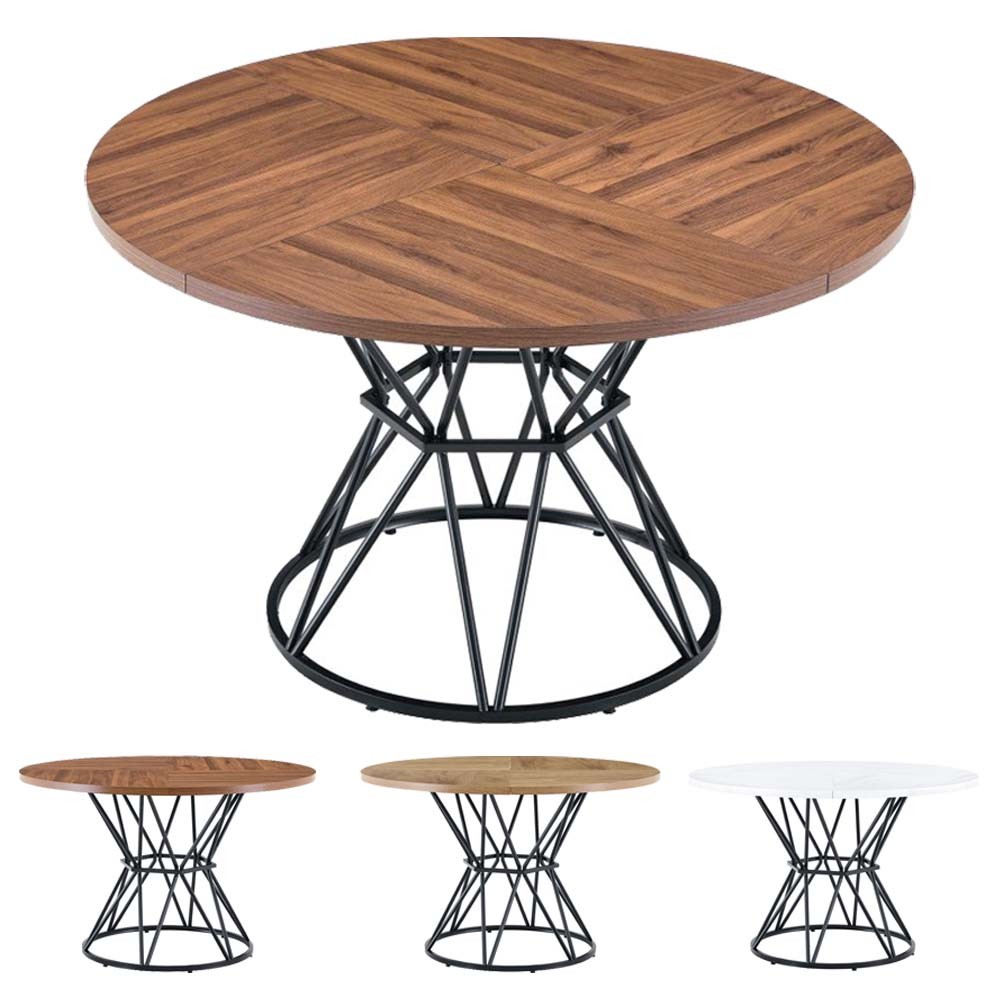 Round Dining Table Circle Table for 4 Kitchen Table MDF Tabletops Metal Brackets