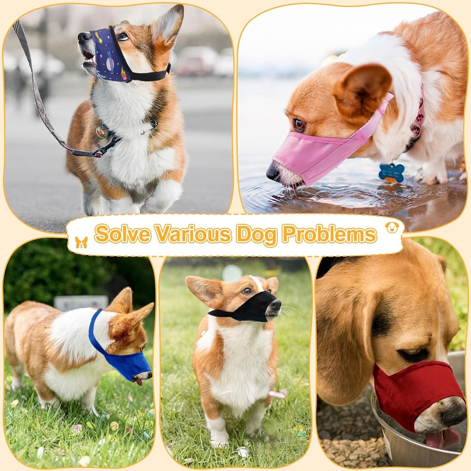 Ultimate Soft Dog Muzzle for Safety: 7-Piece Set for Small, Medium, Large Breeds