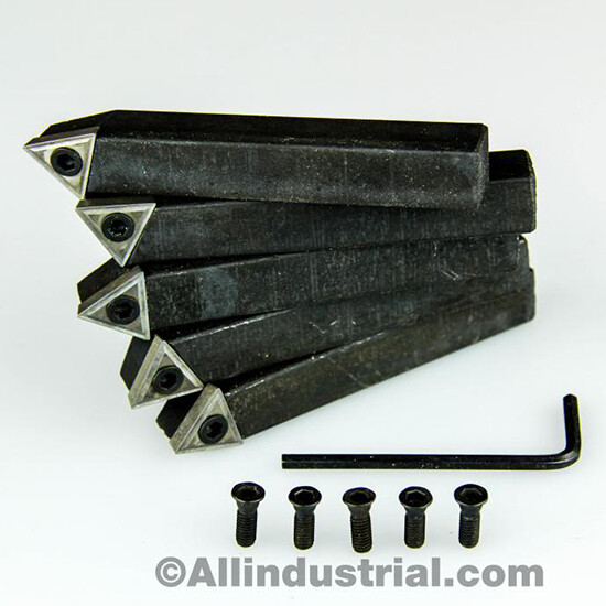 3/4" 5 Pc Indexable Carbide Insert Turning Tool Bit Lathe Set C6 Chipbreaker