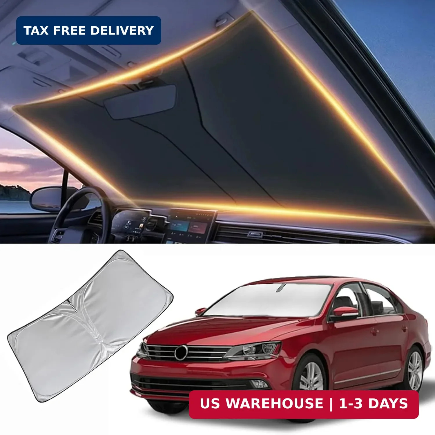 Windshield Sun Shade for Volkswagen Jetta Front Window Shades Cover for 2018-202