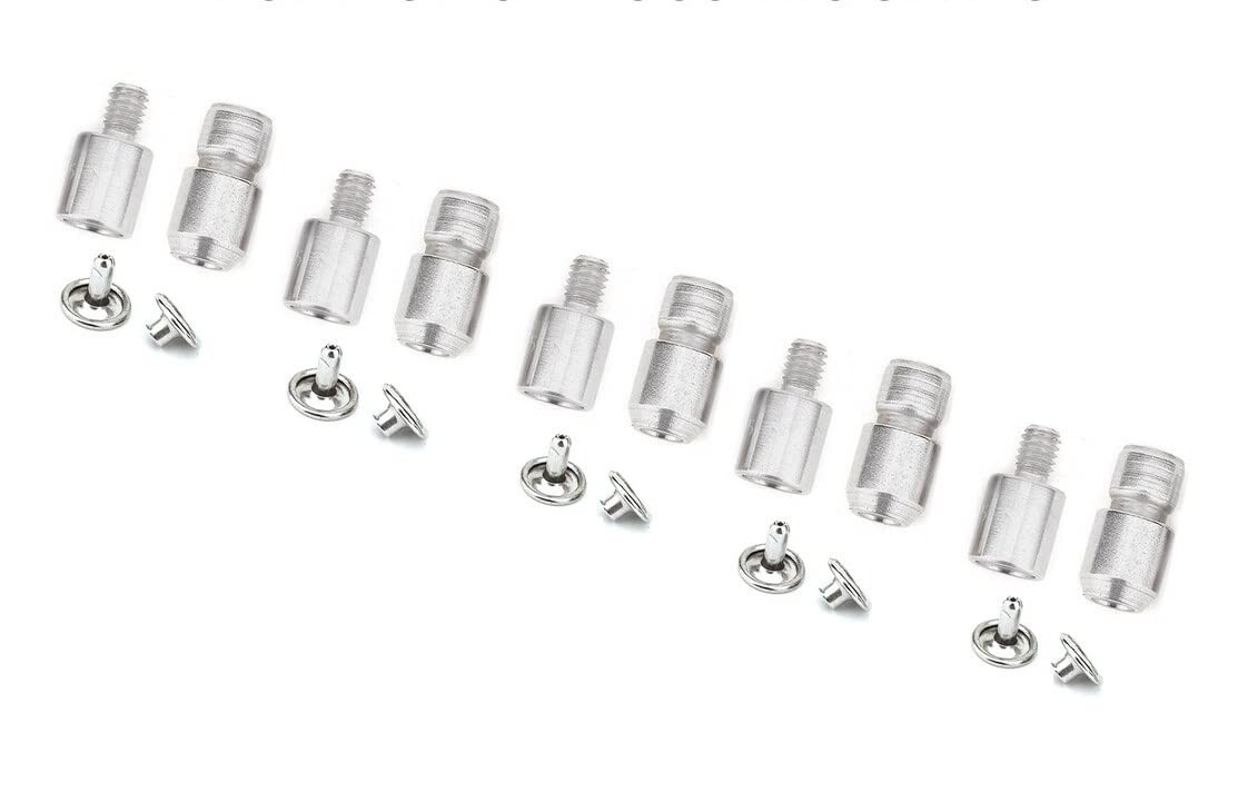 Double Cap Rivets Die 5 Sets - 5mm, 6mm, 7mm, 9mm, 11mm Capped Nickel