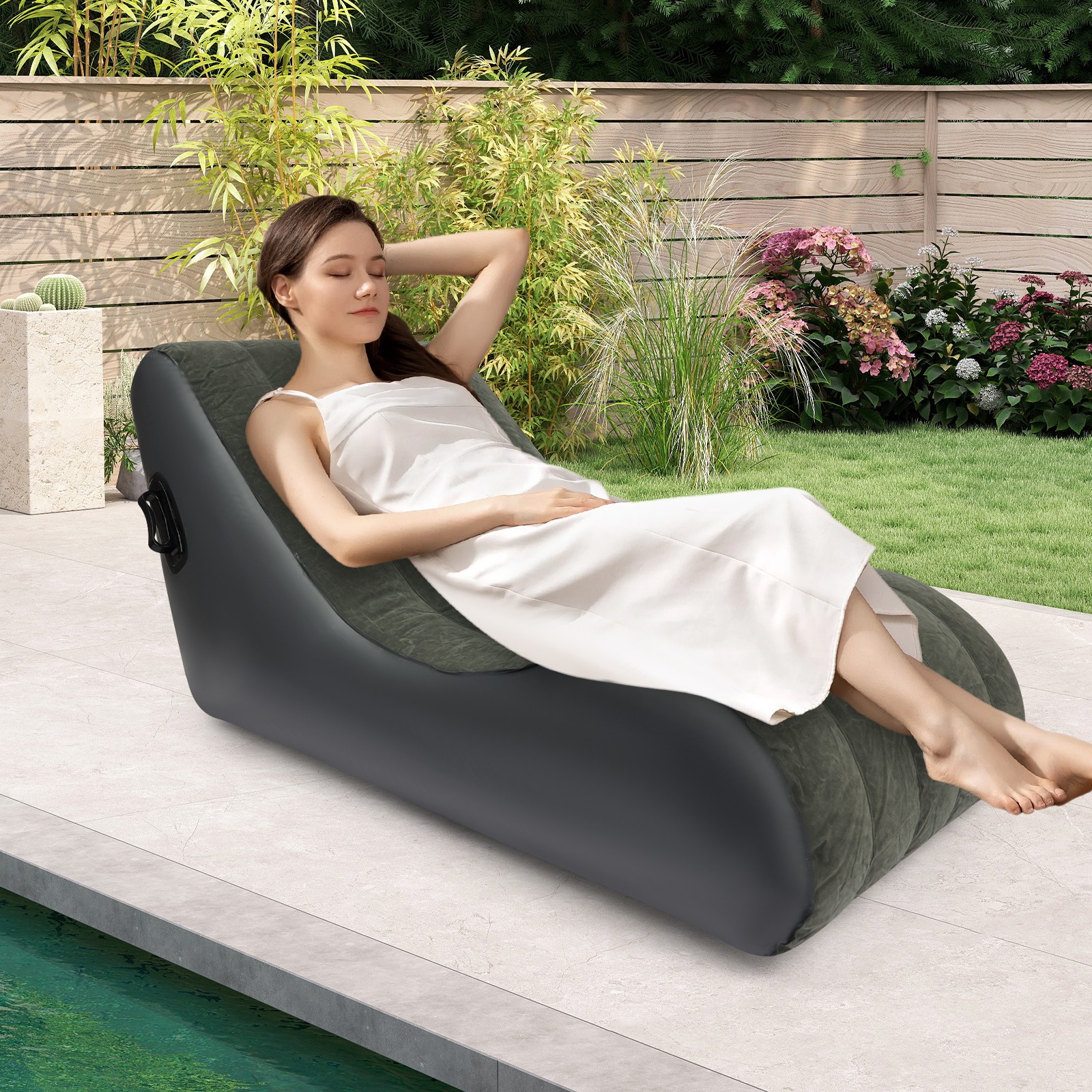PVC Flocking Sofa Bed Max Capacity 440.92lbs Inflatable Sofa Folding Sofa Bed