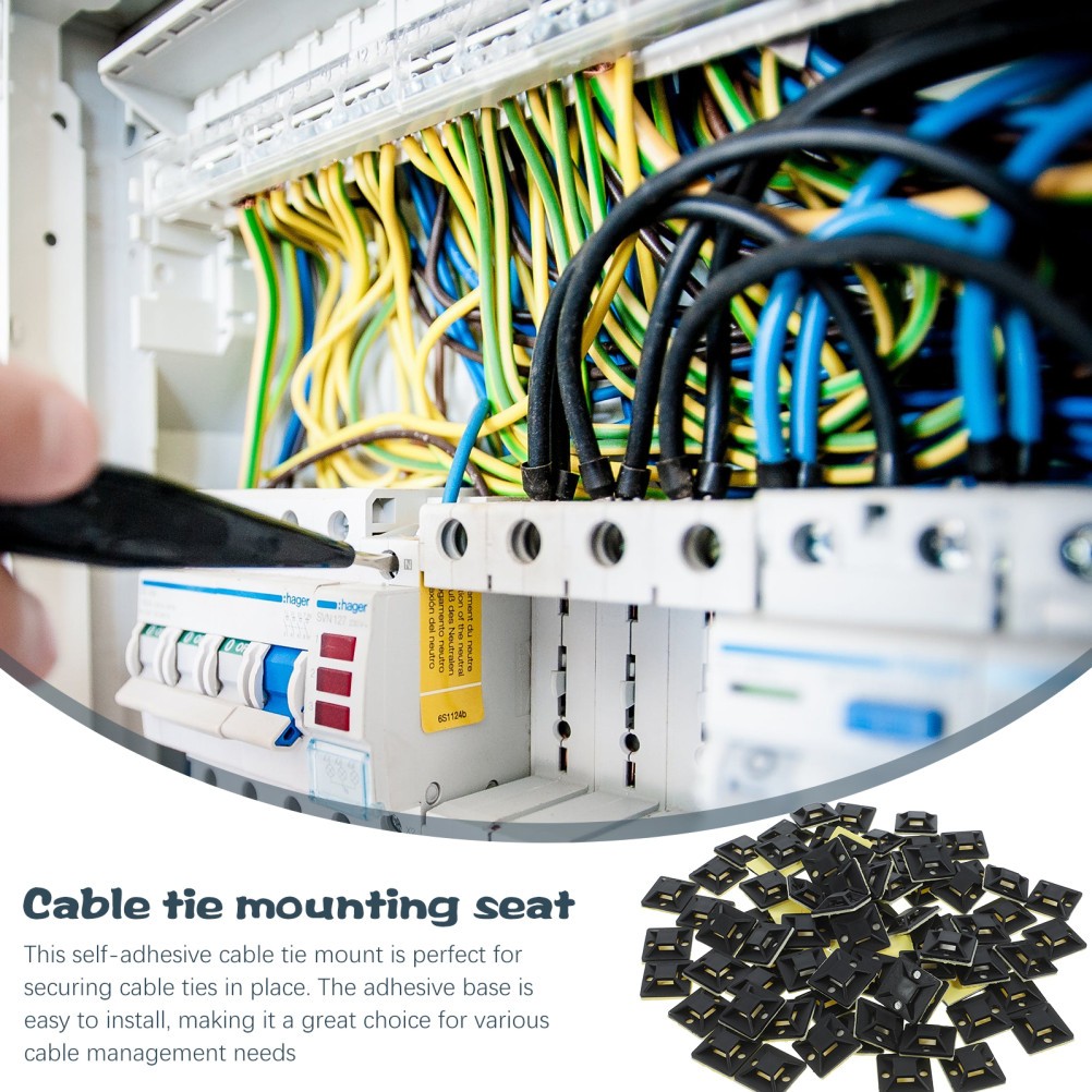 100pcs Cable Management Anchors Zip Tie Holders Adhesive Cable Ties Holders Zip