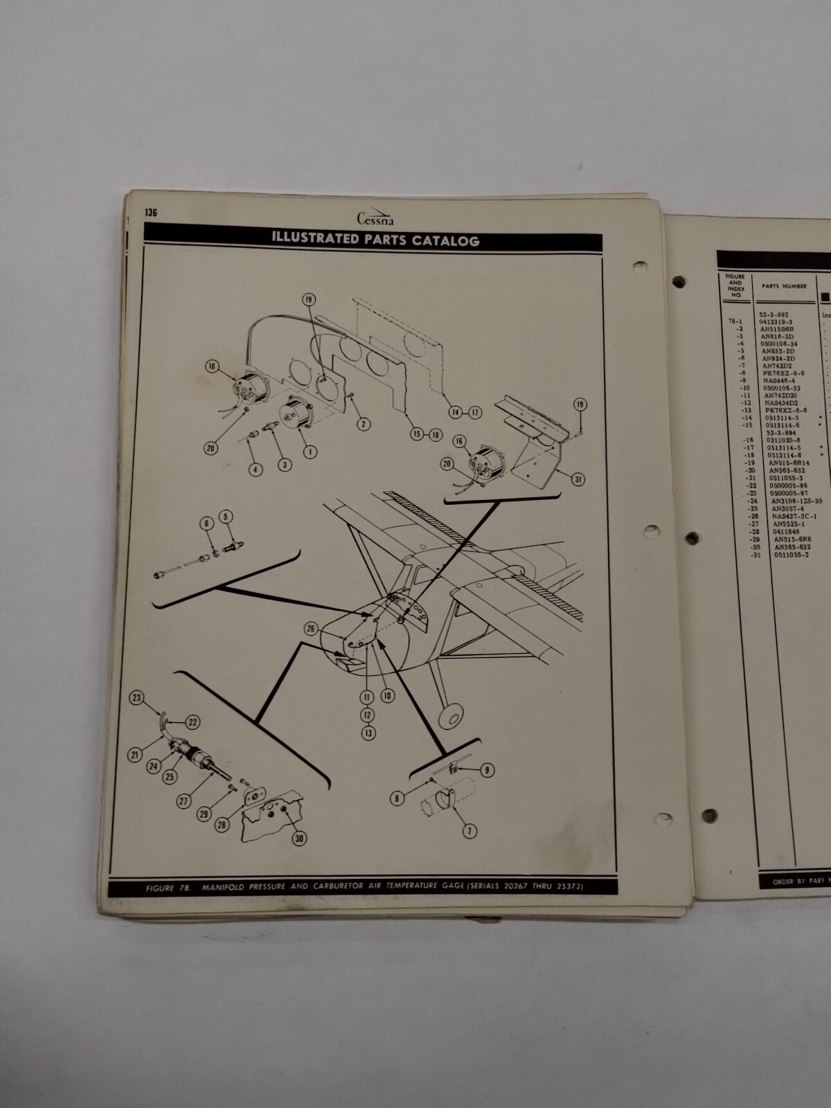 Cessna Model 170B Parts Catalog September 1, 1956-Original