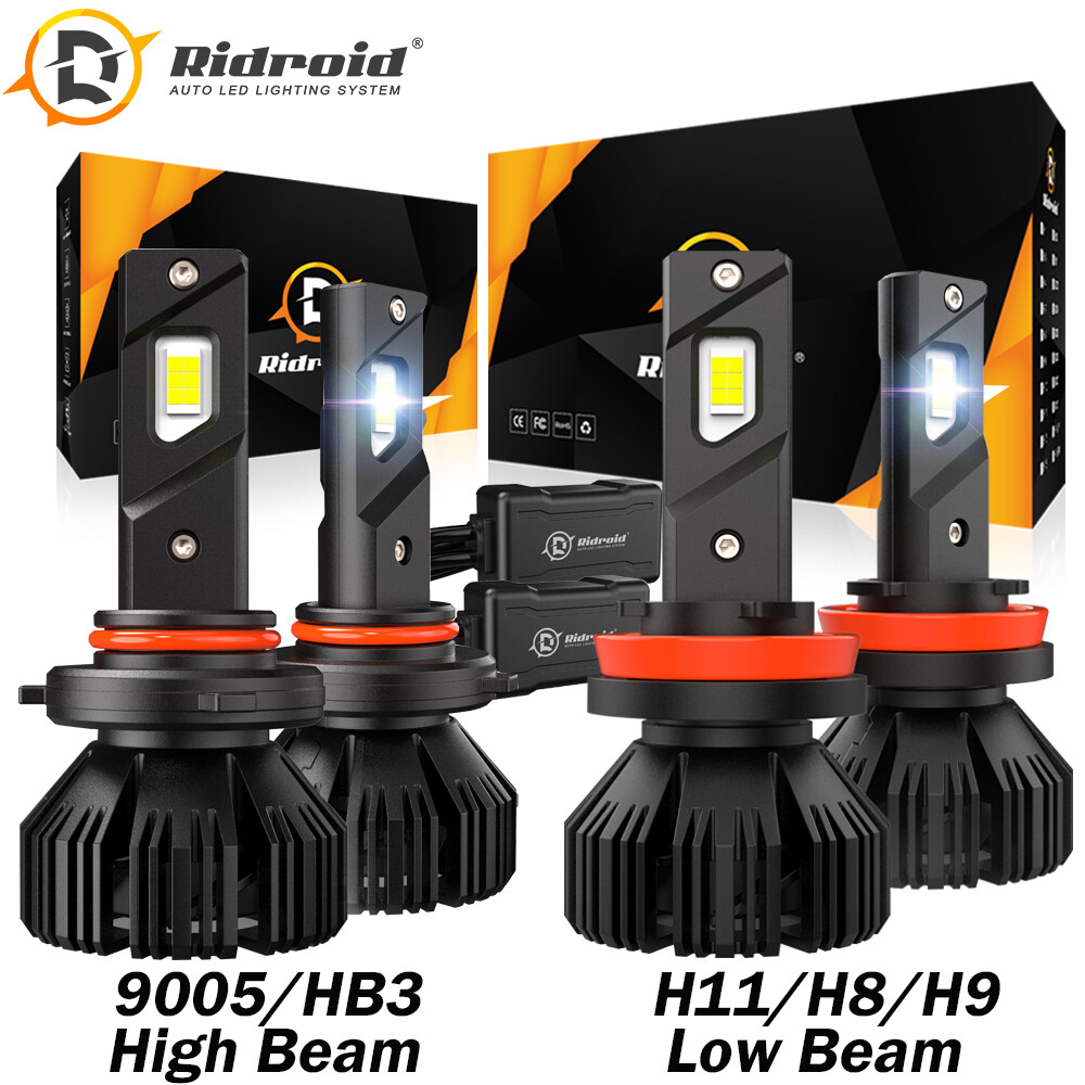 RIDROID LED Headlight Bulbs Conversion Kit 9005 H11 High Low Beam with canbus