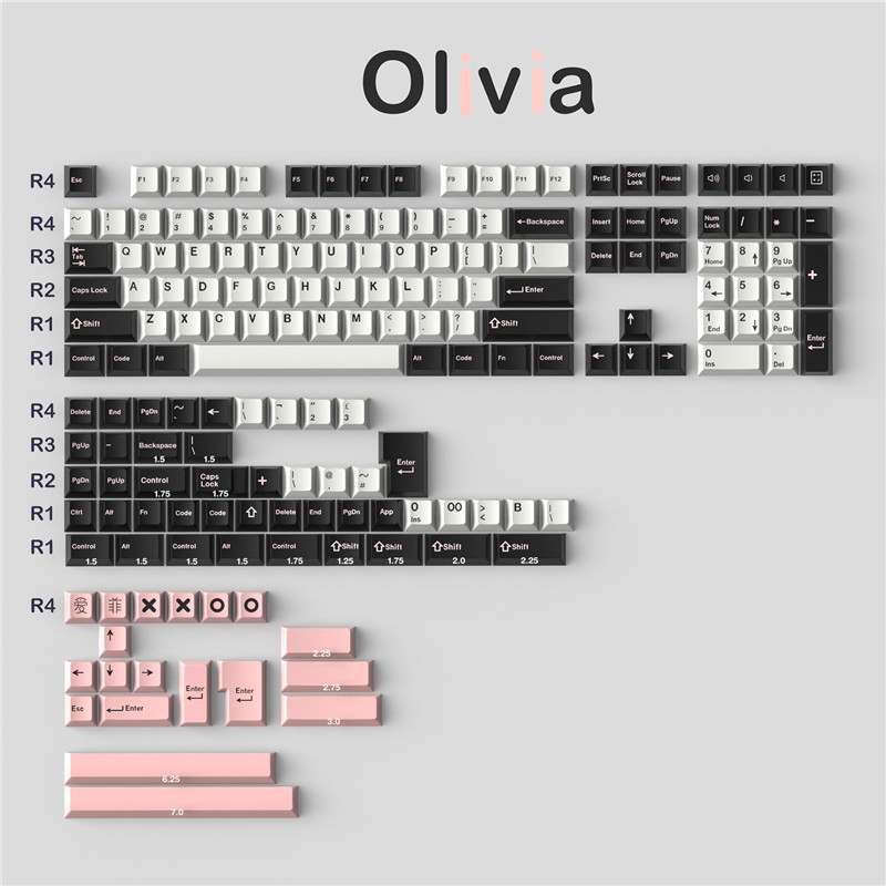 DIY Olivia Keycap Cherry Profile 173 Keys ABS DOUBLE SHOT for Cherry MX