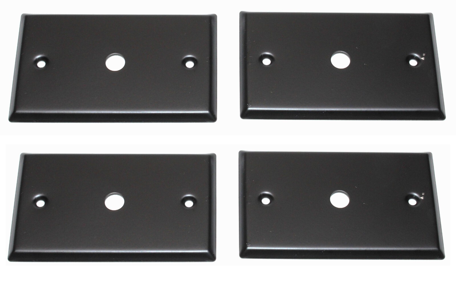 (4) Four Single Gang Blank Wall Plates for One Mono 1/4" Jack BLACK Steel