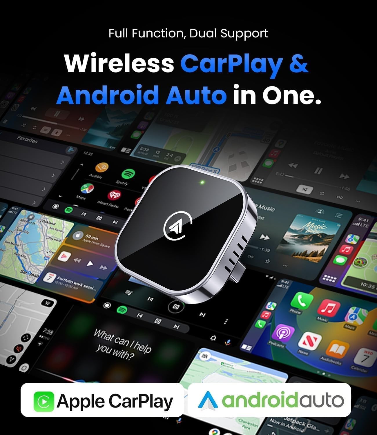Teeran 2 in 1 Wireless CarPlay and Android Auto Adapter,