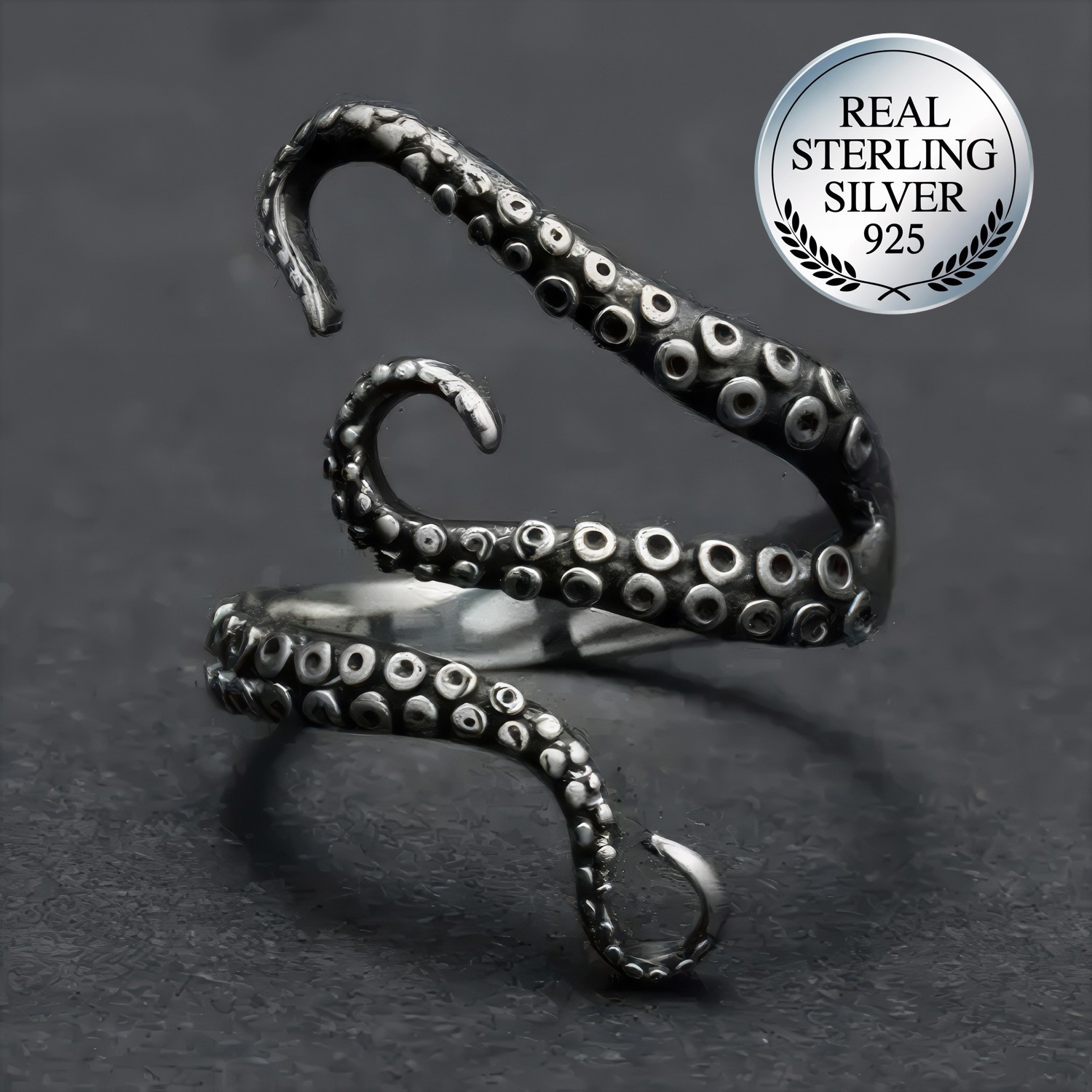 Unique Octopus Ring Elegant 925 Sterling Silver Adjustable Size Fashion Charms