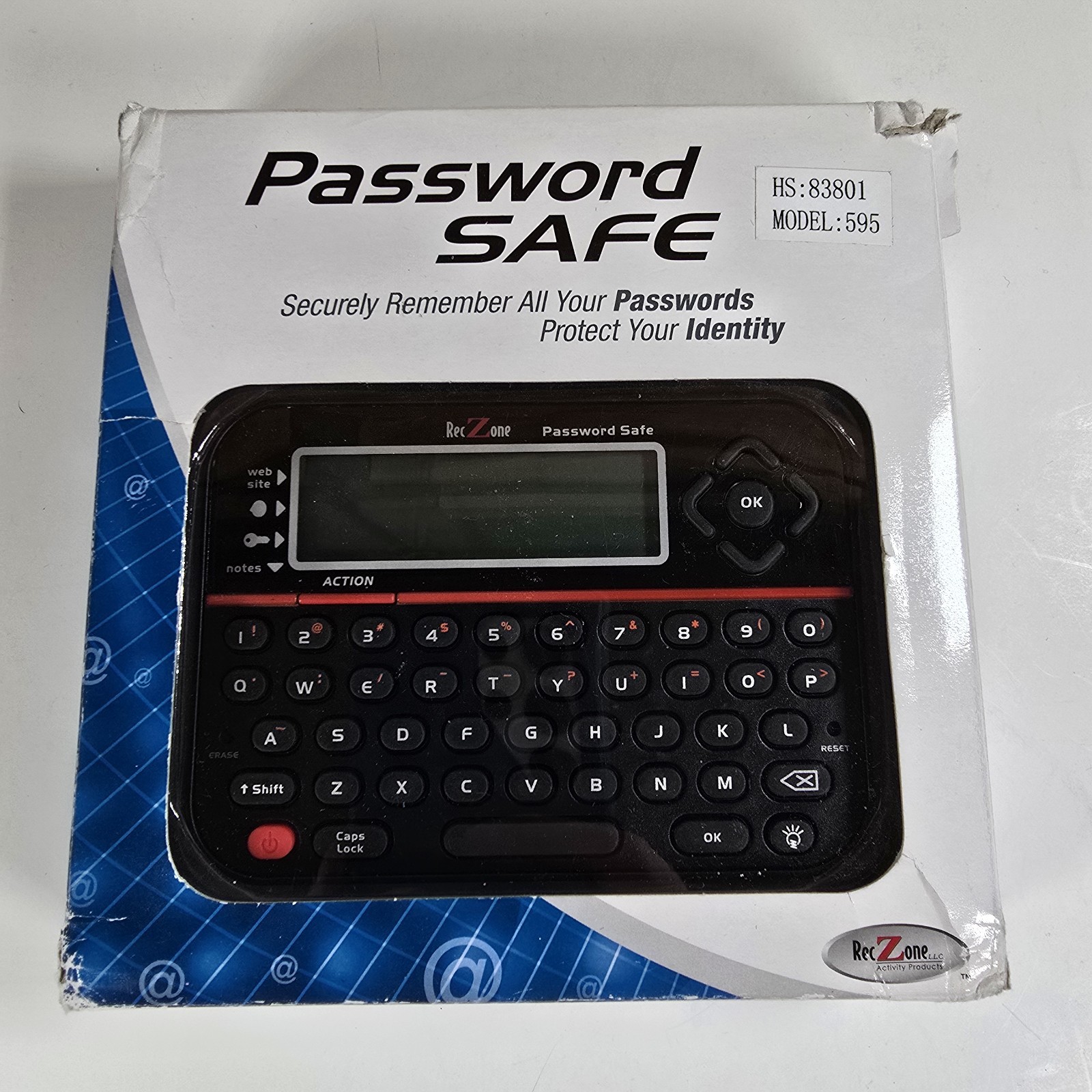 RecZone Password Safe Model 595 Electronic Password Organizer Tested Working OB