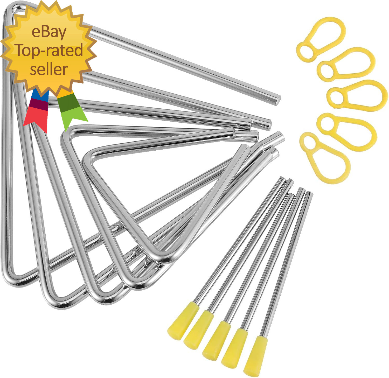 10 Pack Triangle Instrumen 8 Inch Musical Triangle Percussion with Striker