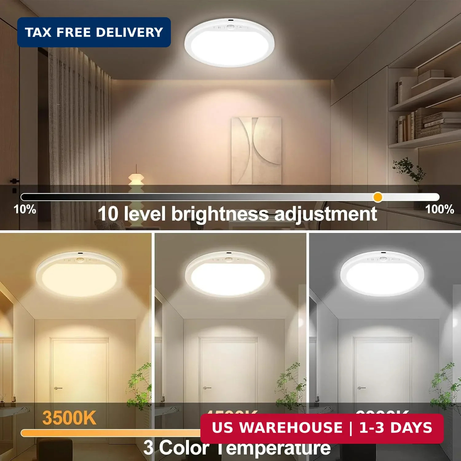 OSIDEN Rechargeable Motion Sensor Ceiling Light with Remote | Wireless Magnetic