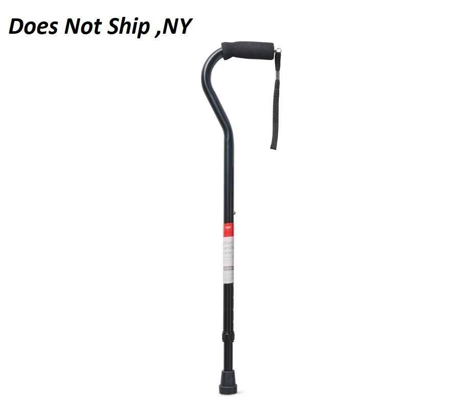 Mobility Aluminum Offset Handle Cane with Foam Handle, Adjustable Height, Black