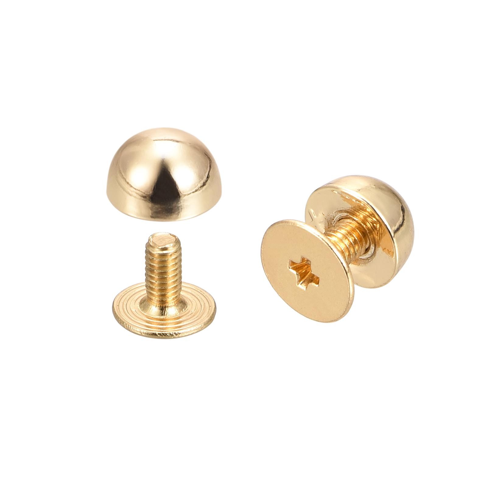 20 Sets 8x5mm Screw Back Rivets Solid Round Head Leather Studs Gold