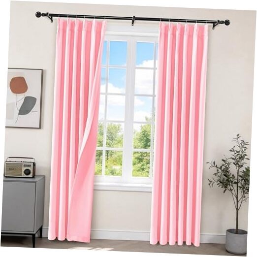 Pinch Pleated Blackout Curtains 95 Inches 40"W x 95"L (Pack of 2) Hot Pink
