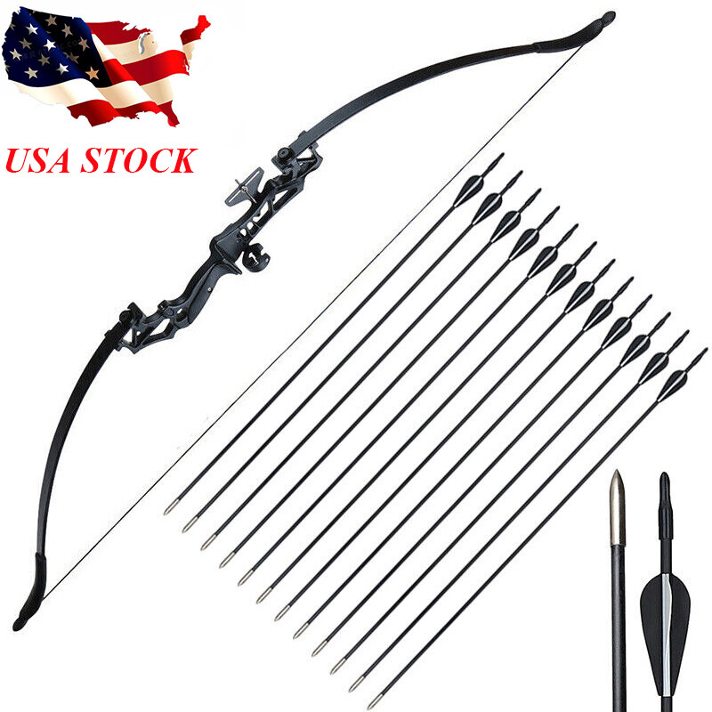 54" Archery Takedown Recurve Bow Set & Bow Sight & 12pcs Arrows for Bow Hunting
