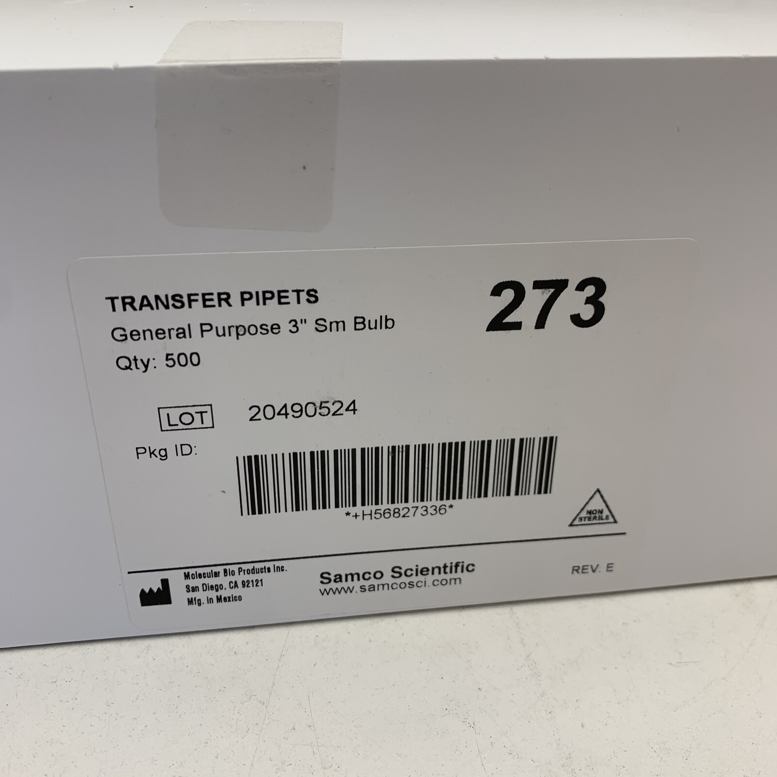 (500-Pack) Samco 273 General Purpose 3" Transfer Pipets 0.9mL Draw, 1.8mL Volume