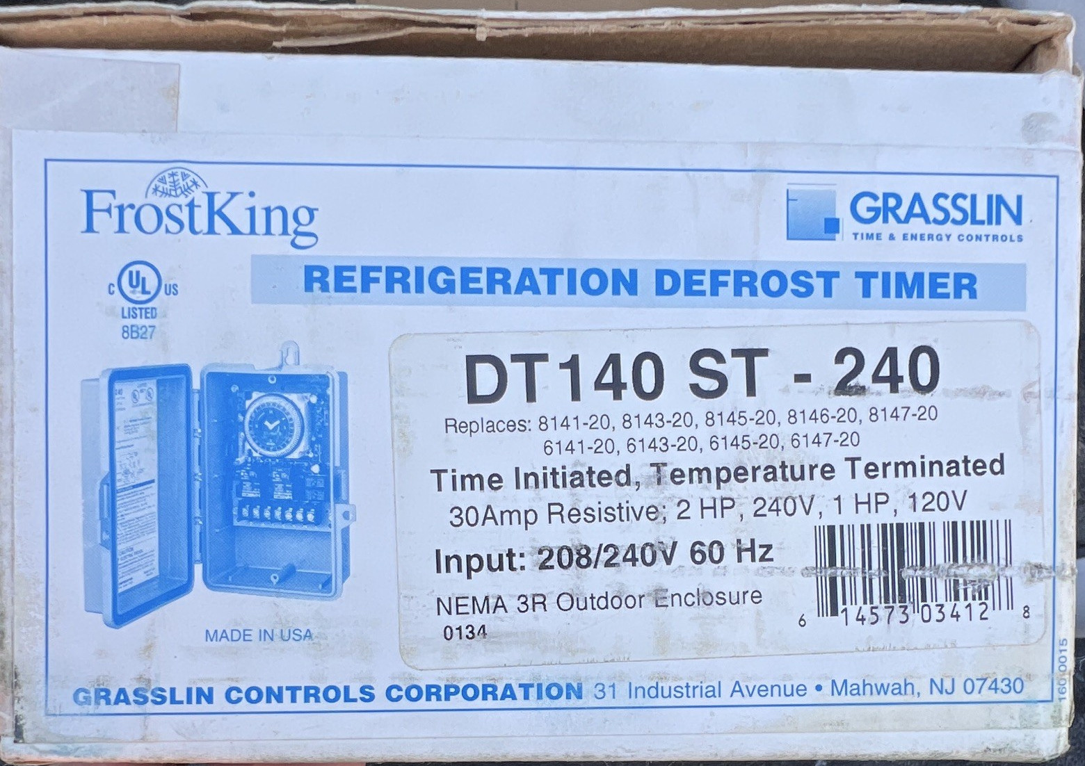 Grasslin DT140 ST-240 Refrigeration Defrost Timer 208/240V 30A NEMA 3R
