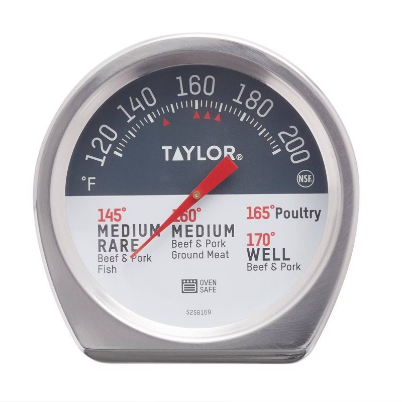 Leave-in Meat Analog Dial Kitchen Thermometer:  Large Dial, Oven Safe, 120-200°F