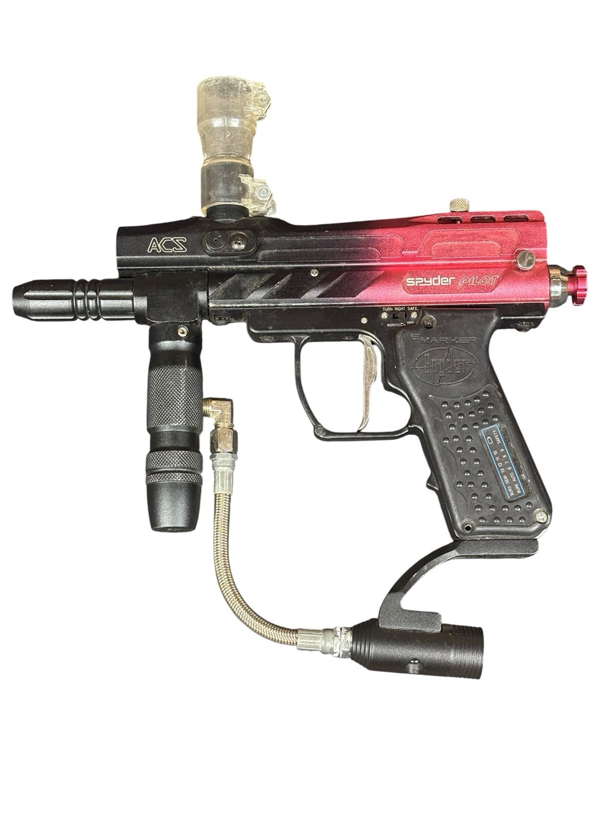 Spyder Pilot ACS EGrip Electronic Paintball Gun Marker Red/black Works Tested