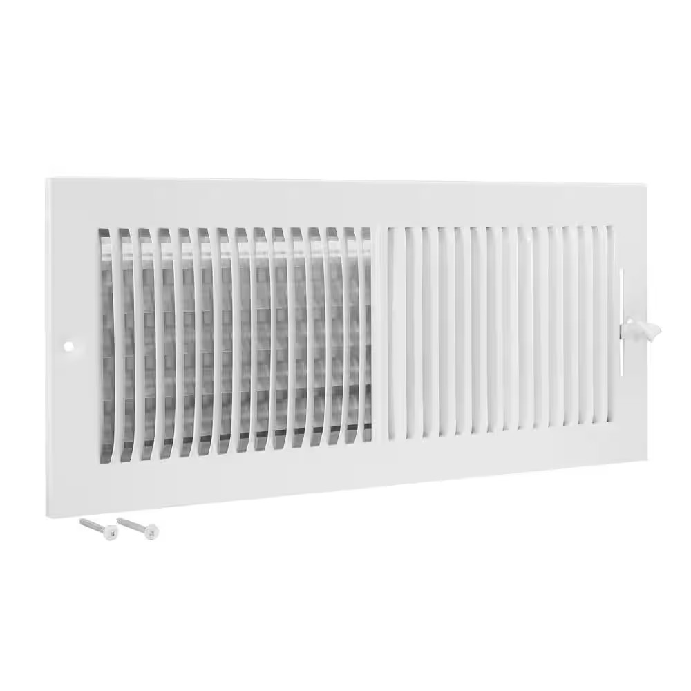 16 In. X 6 In. 2-Way Steel Wall/Ceiling Register, White Free Ship NEW