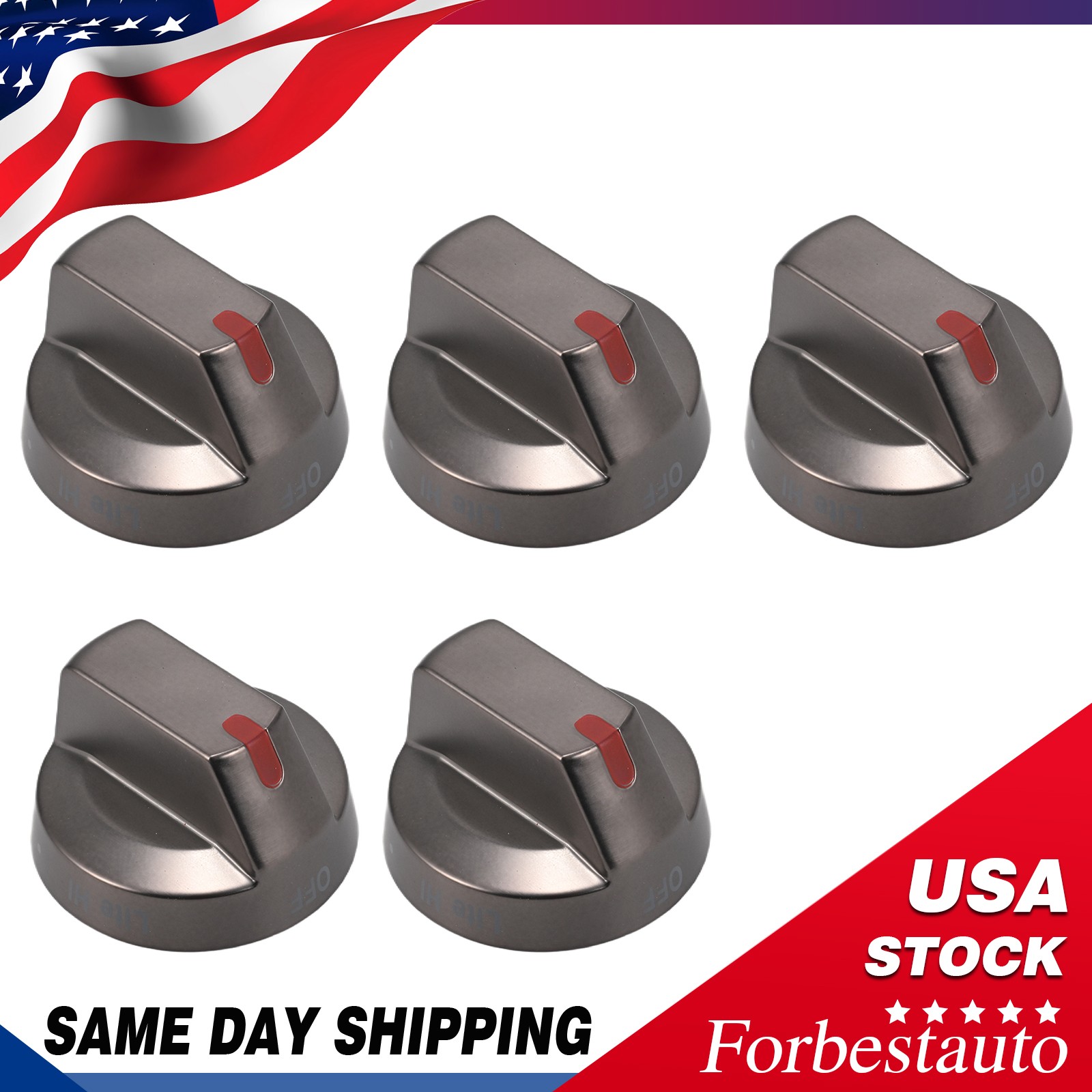 5Pcs Fit Samsung Range Black Oven Gas Stove Switch Knobs Replacement DG64-00473B