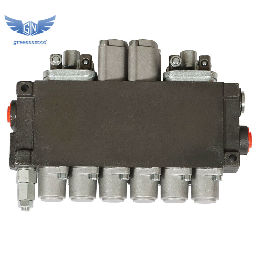 Hydraulic Backhoe Directional Control Valve w/ 2 Joysticks, 6 Spool, 11 GPM