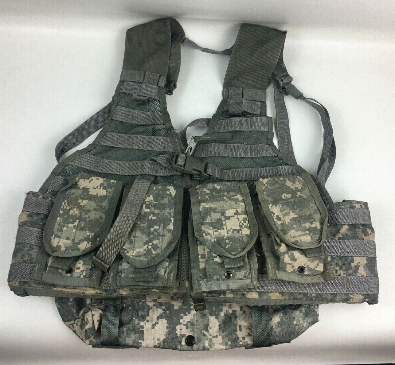 NEW US Army ACU Fighting Load Carrier Bearing Vest w/ 4 Mag Pouches & Waist Pack