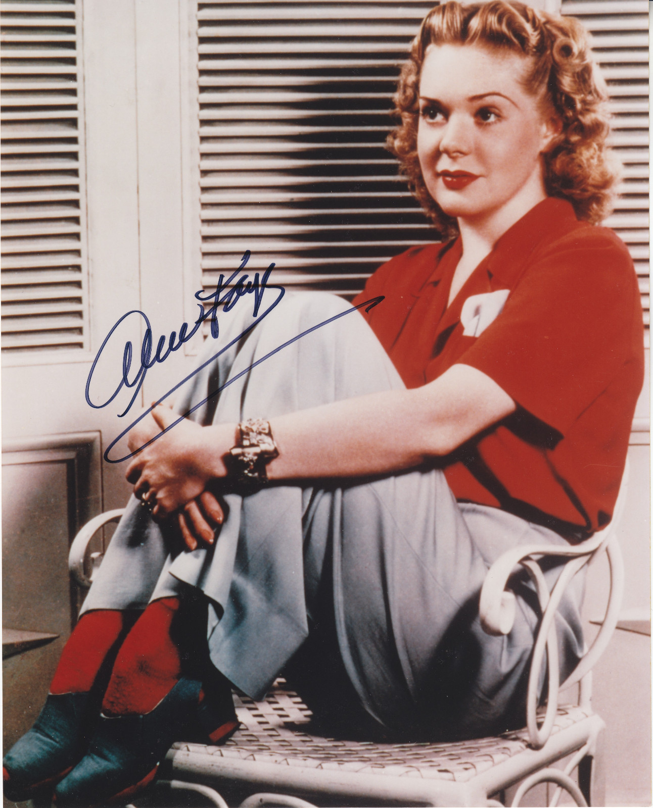 ALICE FAYE ( 1915 - 1998 ) hand signed autographed 8x10 color photograph photo @