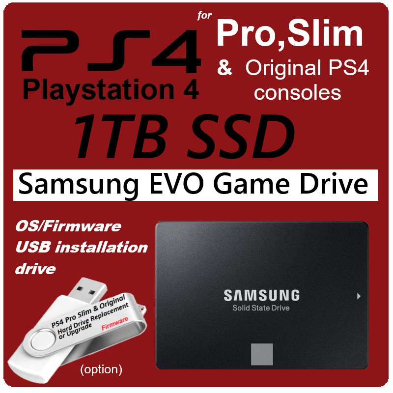 PS4 Pro Slim & OG 1TB Internal SSD High Speed USB OS installation drive option