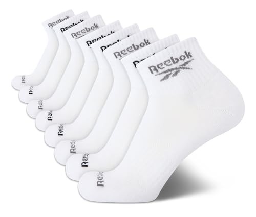 Reebok Men's Quarter Socks - 8 Pack Performance Arch Support Socks - Cushioned A
