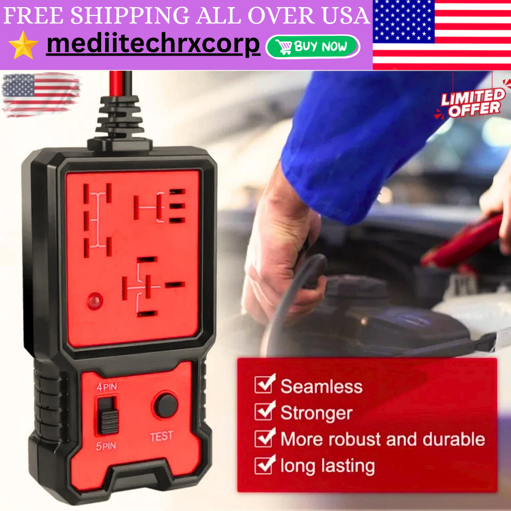12V Car Relay Tester 4-5 Pins Automotive Diagnostic Tool LED Indicator Universal